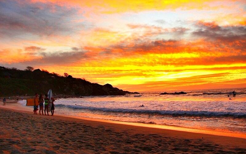 Sunset at Zicatela Beach in Puerto Escondido