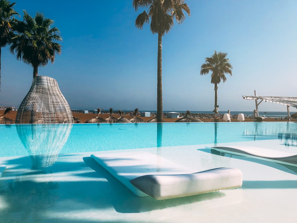 Luxury swimming pool on the beach